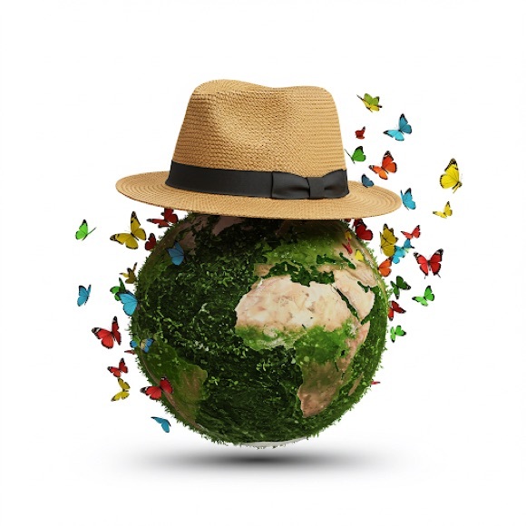 NEW Hatware Unisex Fluttering Butterfly Fedora Straw Sun Hat Black Ribbon Accent - Picture 6 of 6